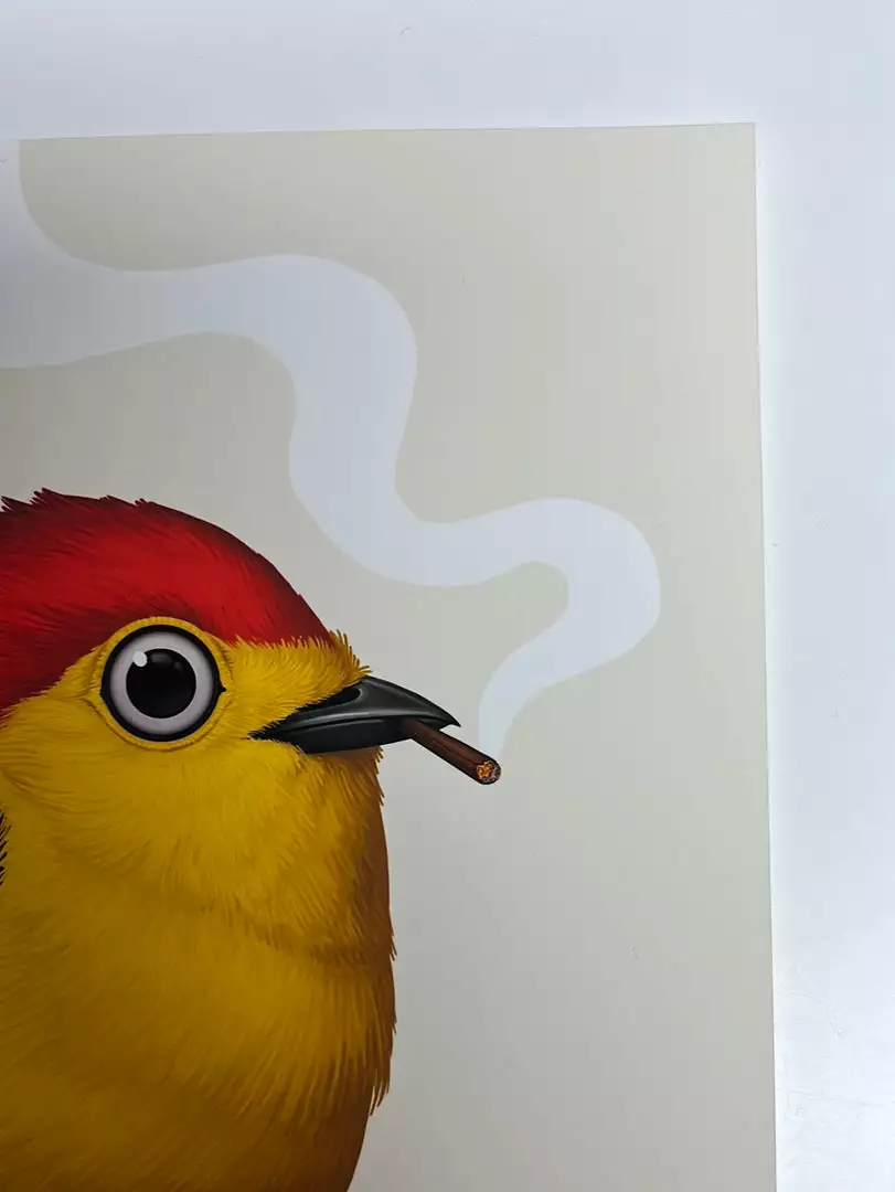 Fat Bird - 2019 Mike Mitchell Poster Wire-tailed Manakin Variant 6 Fat Bird - 2019 Mike Mitchell Poster Wire-tailed Manakin Variant