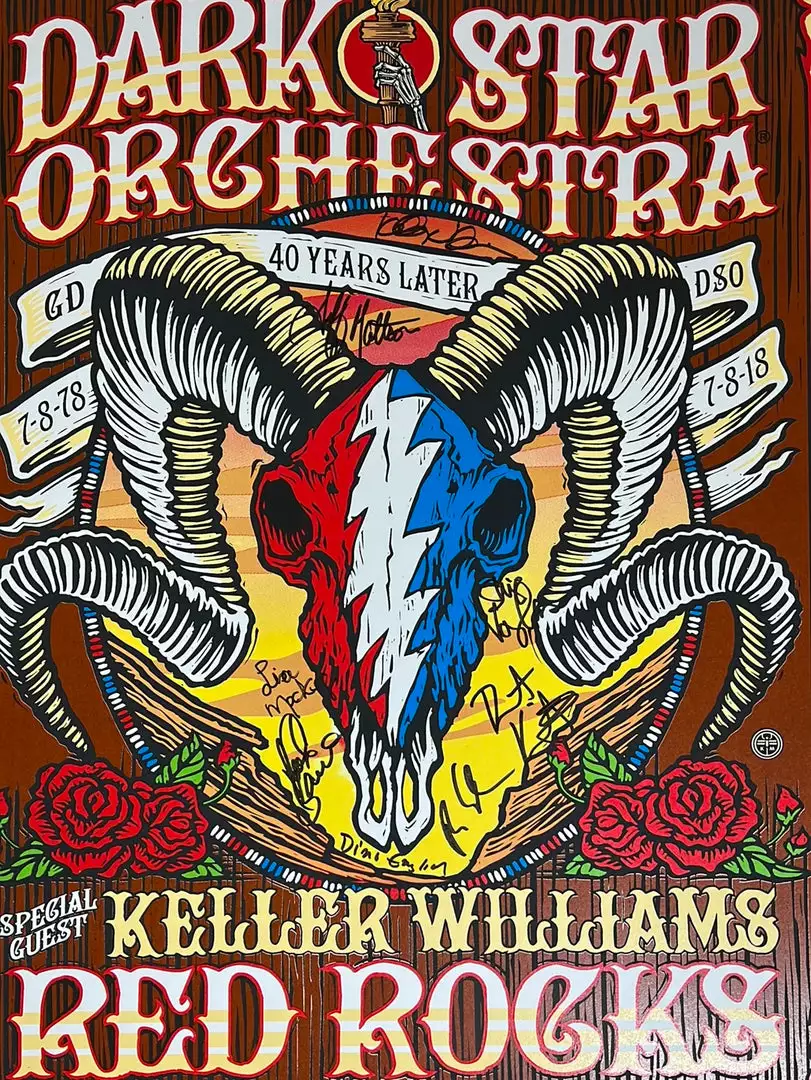Sold Out Posters Colorado Dark Star Orchestra - 2018 Poster Autographed Red Rocks Morrison, CO 3 Sold Out Posters Colorado Dark Star Orchestra - 2018 Poster Autographed Red Rocks Morrison, CO