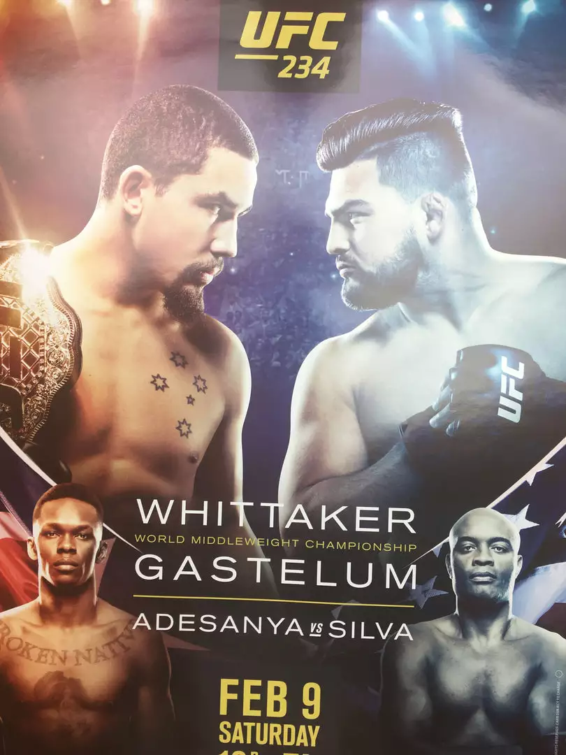 Sold Out Posters UFC 234 2019 Poster Whittaker Vs Gastelum & Adesanya Vs Silva 3 Sold Out Posters UFC 234 2019 Poster Whittaker Vs Gastelum & Adesanya Vs Silva