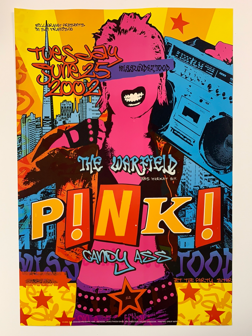 Pink - 2002 Poster James Rheem Davis Warfield Theatre San Fran 1st Gig Posters 4 Pink - 2002 Poster James Rheem Davis Warfield Theatre San Fran 1st Gig Posters