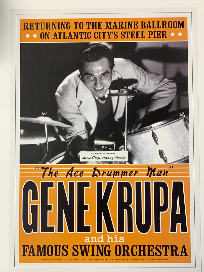Gig Posters Gene Krupa - 1941 Dennis Loren Repro Poster Atlantic City Swing Jazz 4 Gig Posters Gene Krupa - 1941 Dennis Loren Repro Poster Atlantic City Swing Jazz