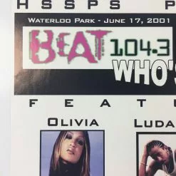 Sold Out Posters Beat 104.3 - 2001 Poster - Waterloo Park Gig Posters