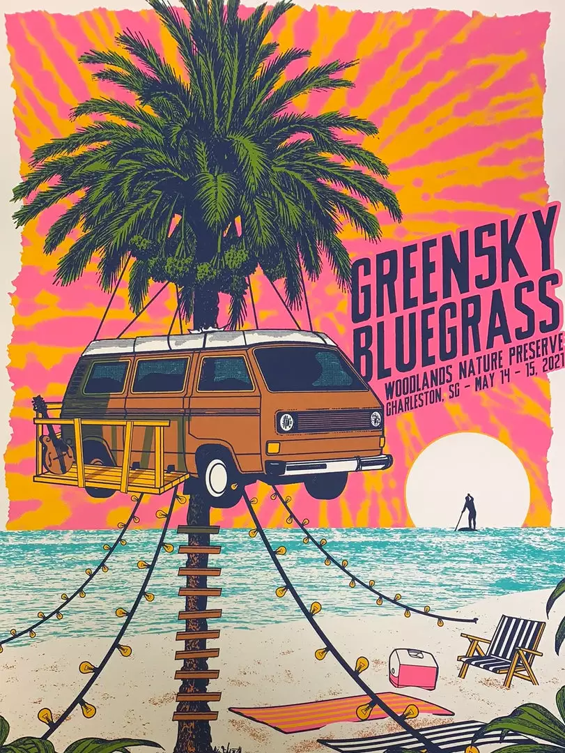Gig Posters Greensky Bluegrass - 2021 Status Serigraph Poster Charleston, SC 3 Gig Posters Greensky Bluegrass - 2021 Status Serigraph Poster Charleston, SC