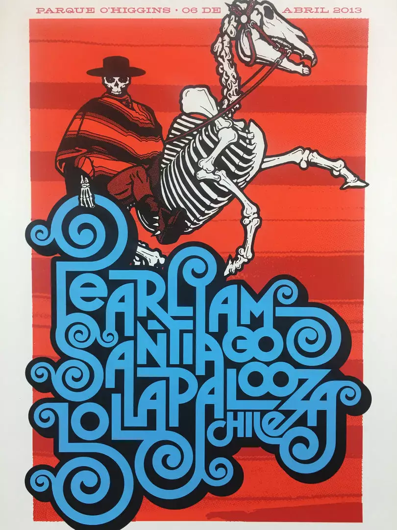 Ames Brothers Pearl Jam - 2013 Ames Bros Poster Santiago, Chile Lollapalooza S/N Gig Posters 3 Ames Brothers Pearl Jam - 2013 Ames Bros Poster Santiago, Chile Lollapalooza S/N Gig Posters