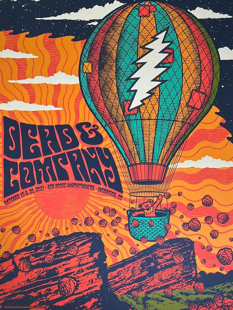 Colorado Dead & Company - 2021 Status Serigraph Poster Red Rocks Morrison, CO 3 Colorado Dead & Company - 2021 Status Serigraph Poster Red Rocks Morrison, CO