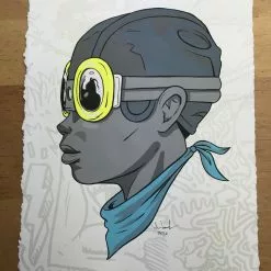 Fly Boy - 2016 Hebru Brantley ORIGINAL Painting Beyond Kirby Flyboy Original Artwork