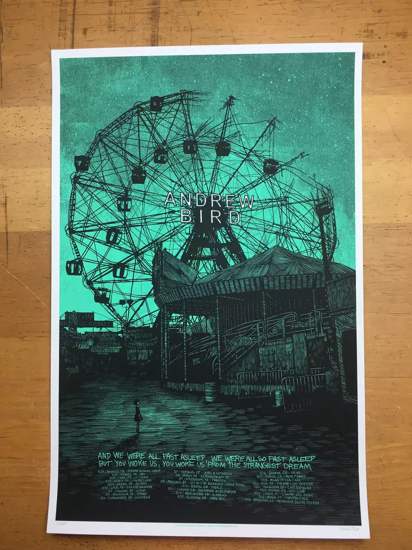 Andrew Bird - 2009 Daniel Danger Poster European Tour 4 Andrew Bird - 2009 Daniel Danger Poster European Tour