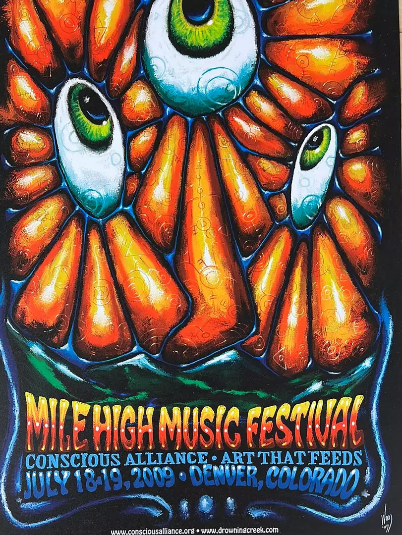 Mile High Music Festival - 2009 Jeff Wood Poster Commerce City, CO 3 Mile High Music Festival - 2009 Jeff Wood Poster Commerce City, CO