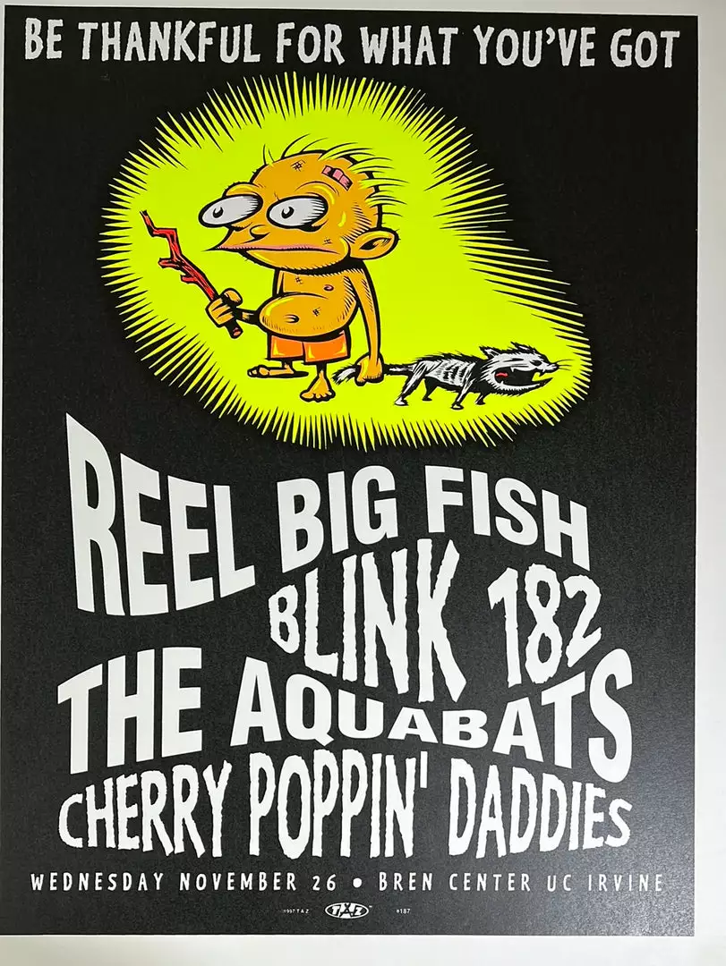 TAZ Blink 182 Reel Big Fish - 1997 T.A.Z. Poster Irvine, CA Bren Center 3 TAZ Blink 182 Reel Big Fish - 1997 T.A.Z. Poster Irvine, CA Bren Center