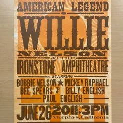 Gig Posters Willie Nelson - 2011 Hatch Show Print 6/26 Poster Murphys, California