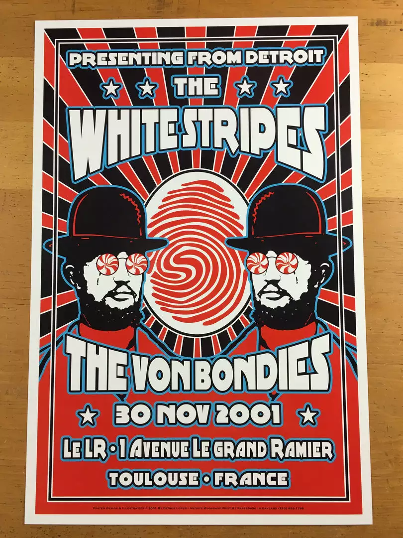 The White Stripes The Von Bondies - 2001 Dennis Loren Poster Toulouse Le LR Gig Posters 5 The White Stripes The Von Bondies - 2001 Dennis Loren Poster Toulouse Le LR Gig Posters