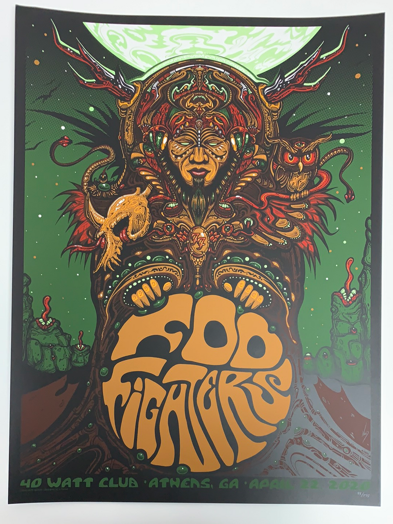 Gig Posters Foo Fighters - 2020 Jeff Wood Poster Athens, GA 40 Watt Club 4 Gig Posters Foo Fighters - 2020 Jeff Wood Poster Athens, GA 40 Watt Club