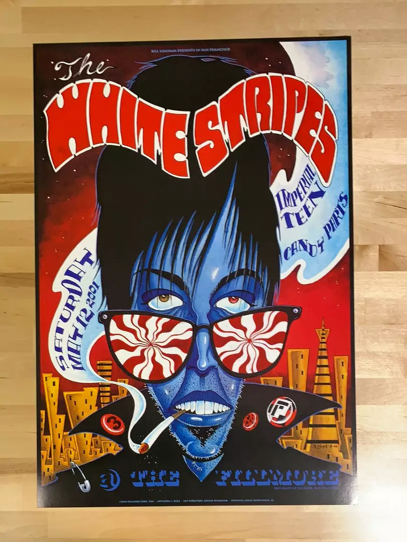 The White Stripes - 2001 J. Shea Poster Fillmore Auditorium San Fran 1st 4 The White Stripes - 2001 J. Shea Poster Fillmore Auditorium San Fran 1st