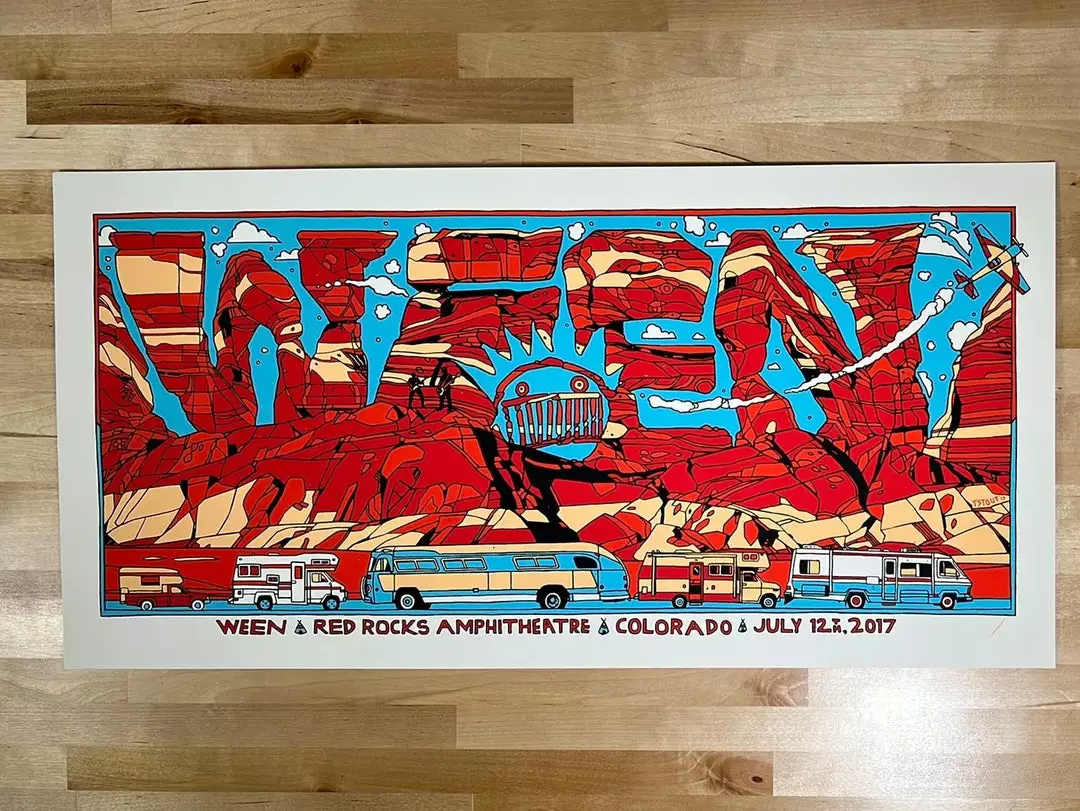 Ween - 2017 Tyler Stout Poster Red Rocks Morrison, CO Colorado 4 Ween - 2017 Tyler Stout Poster Red Rocks Morrison, CO Colorado