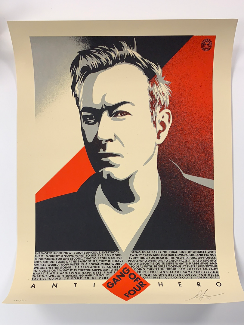 Andy Gill - 2020 Shepard Fairey (edge Wear) Poster Obey Anti-Hero UK Art Print Art Prints 4 Andy Gill - 2020 Shepard Fairey (edge Wear) Poster Obey Anti-Hero UK Art Print Art Prints