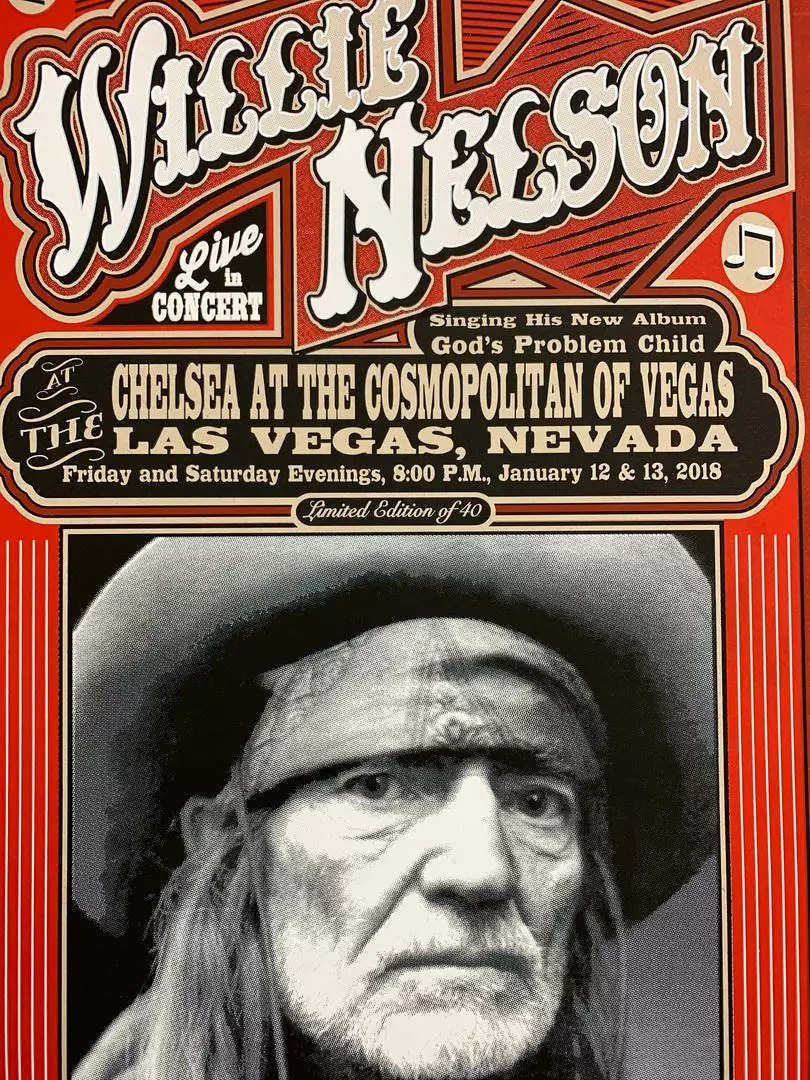 Gig Posters Willie Nelson - 2018 Mattole River Studios Poster Las Vegas, NV 3 Gig Posters Willie Nelson - 2018 Mattole River Studios Poster Las Vegas, NV