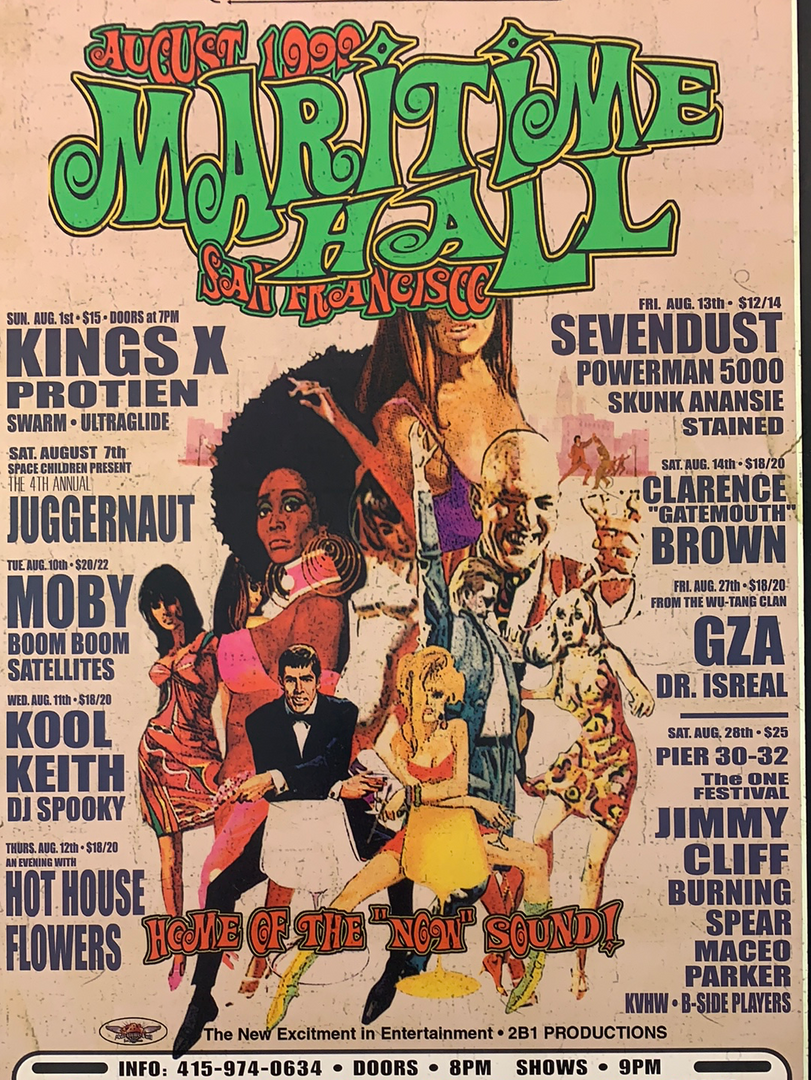 Gig Posters MHP 73 Maritime Hall - 1999 Poster August Ron Donovan San Fran 1st 3 Gig Posters MHP 73 Maritime Hall - 1999 Poster August Ron Donovan San Fran 1st