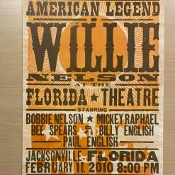 Gig Posters Willie Nelson - 2010 Hatch Show Print 2/11 Poster Jacksonville, Florida