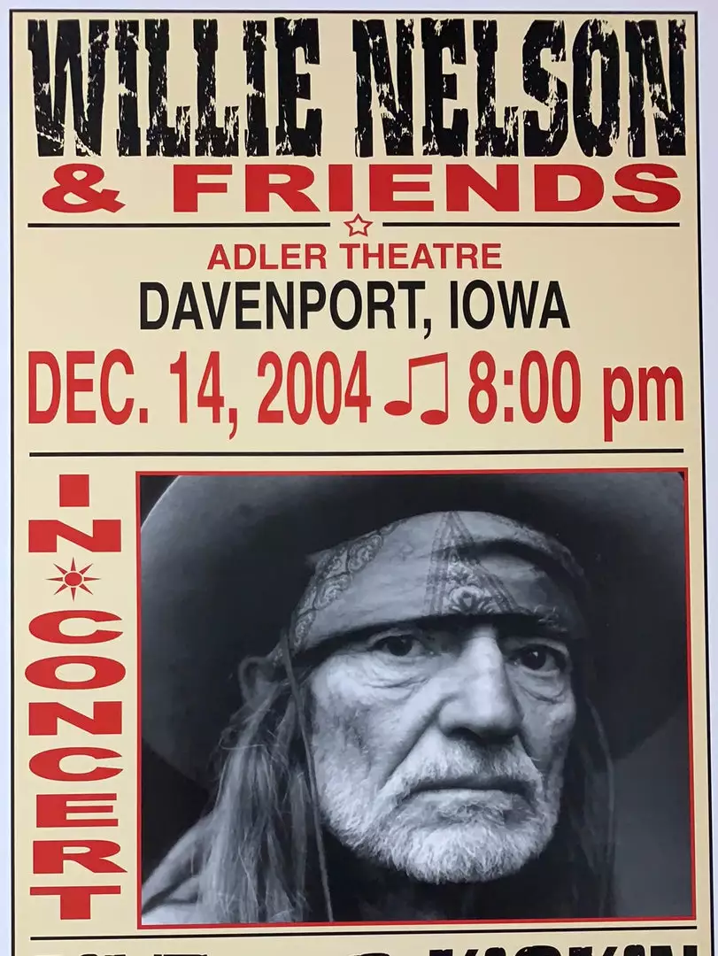 Gig Posters Willie Nelson - 2004 Franks Brothers 12/14 Poster Davenport, IA 3 Gig Posters Willie Nelson - 2004 Franks Brothers 12/14 Poster Davenport, IA