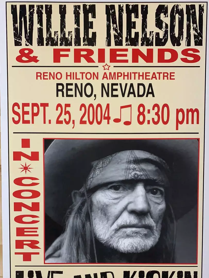 Gig Posters Willie Nelson - 2004 Franks Brothers 9/25 Poster Reno, NV 3 Gig Posters Willie Nelson - 2004 Franks Brothers 9/25 Poster Reno, NV