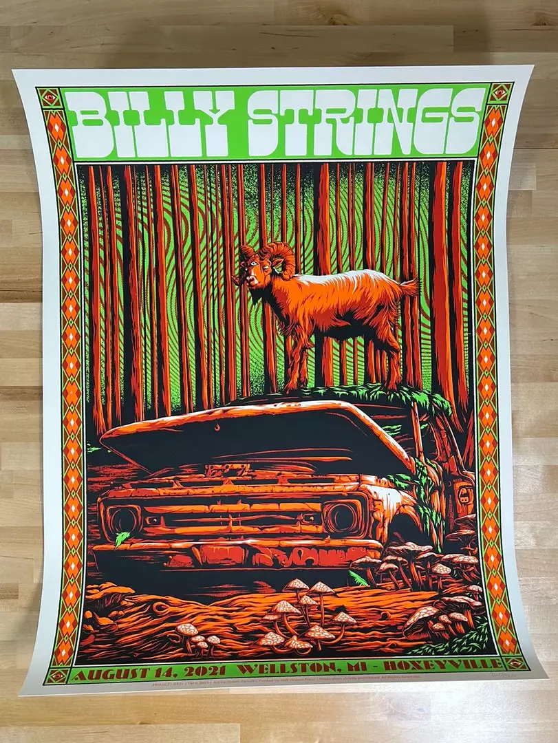 Gig Posters Billy Strings - 2021 Simon Berndt Poster Hoxeyville, MI 8/14 N2 4 Gig Posters Billy Strings - 2021 Simon Berndt Poster Hoxeyville, MI 8/14 N2