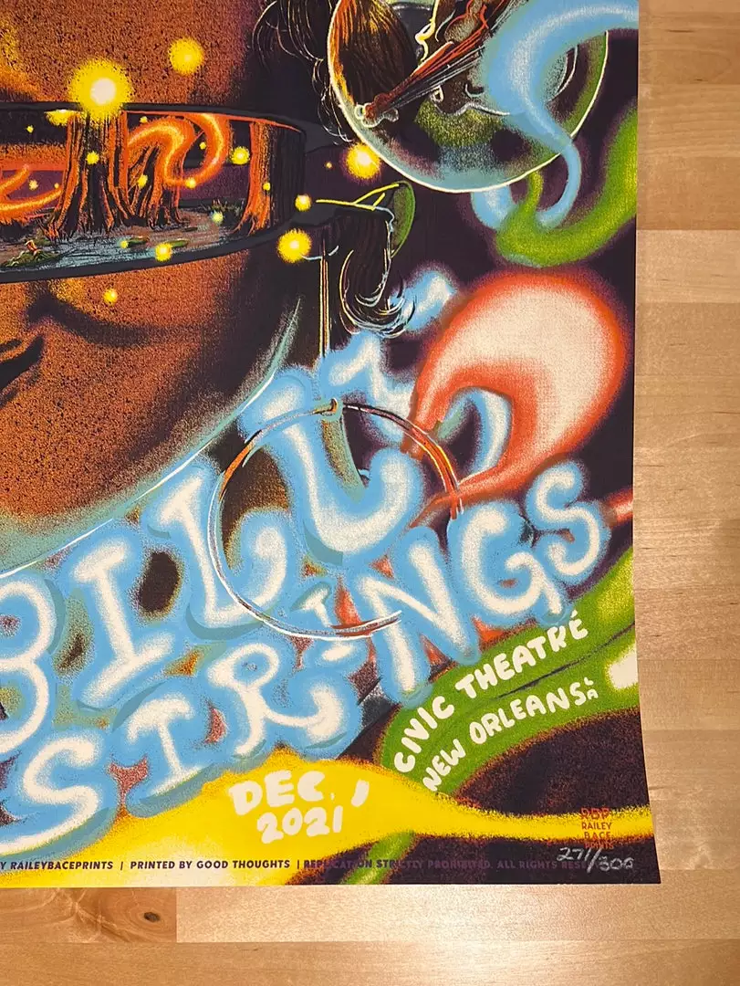 Railey Bace Prints Gig Posters Billy Strings - 2021 Bailey Race Poster New Orleans, LA 12/1 7 Railey Bace Prints Gig Posters Billy Strings - 2021 Bailey Race Poster New Orleans, LA 12/1