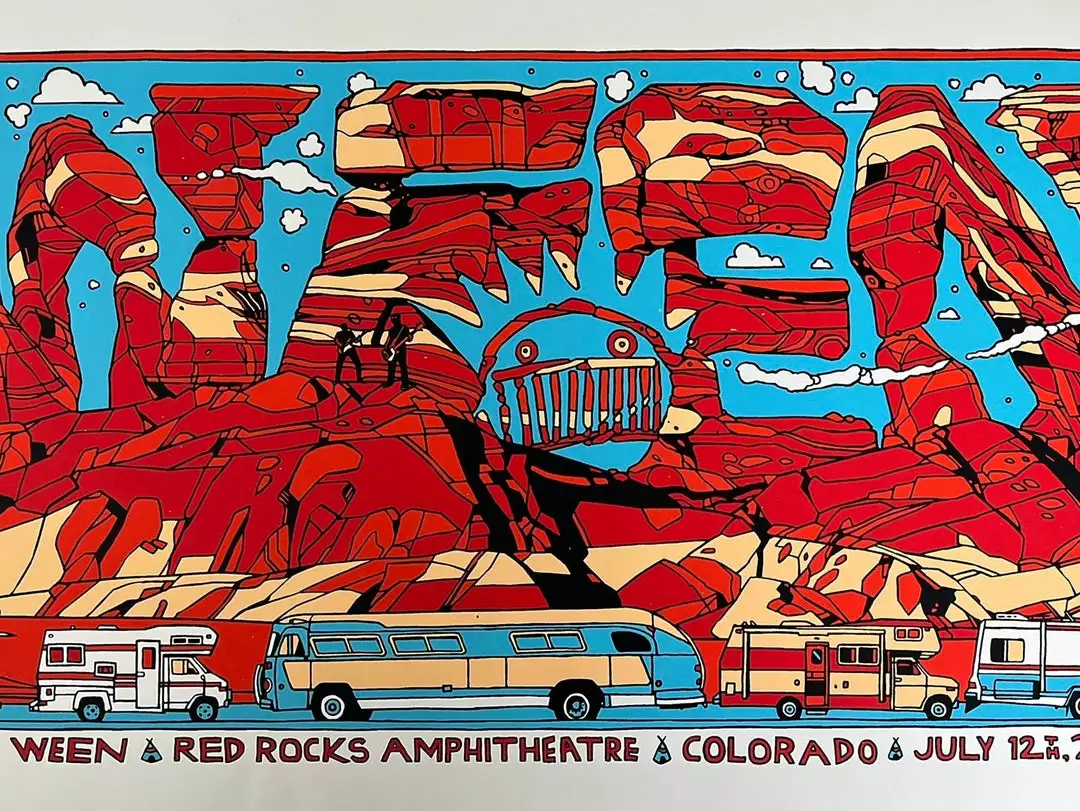 Ween - 2017 Tyler Stout Poster Red Rocks Morrison, CO Colorado 3 Ween - 2017 Tyler Stout Poster Red Rocks Morrison, CO Colorado