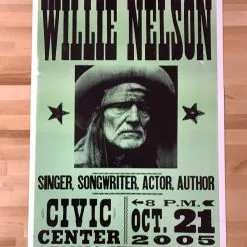 Gig Posters Willie Nelson - 2005 Hatch Show Print 10/21 Poster Muskogee, OK