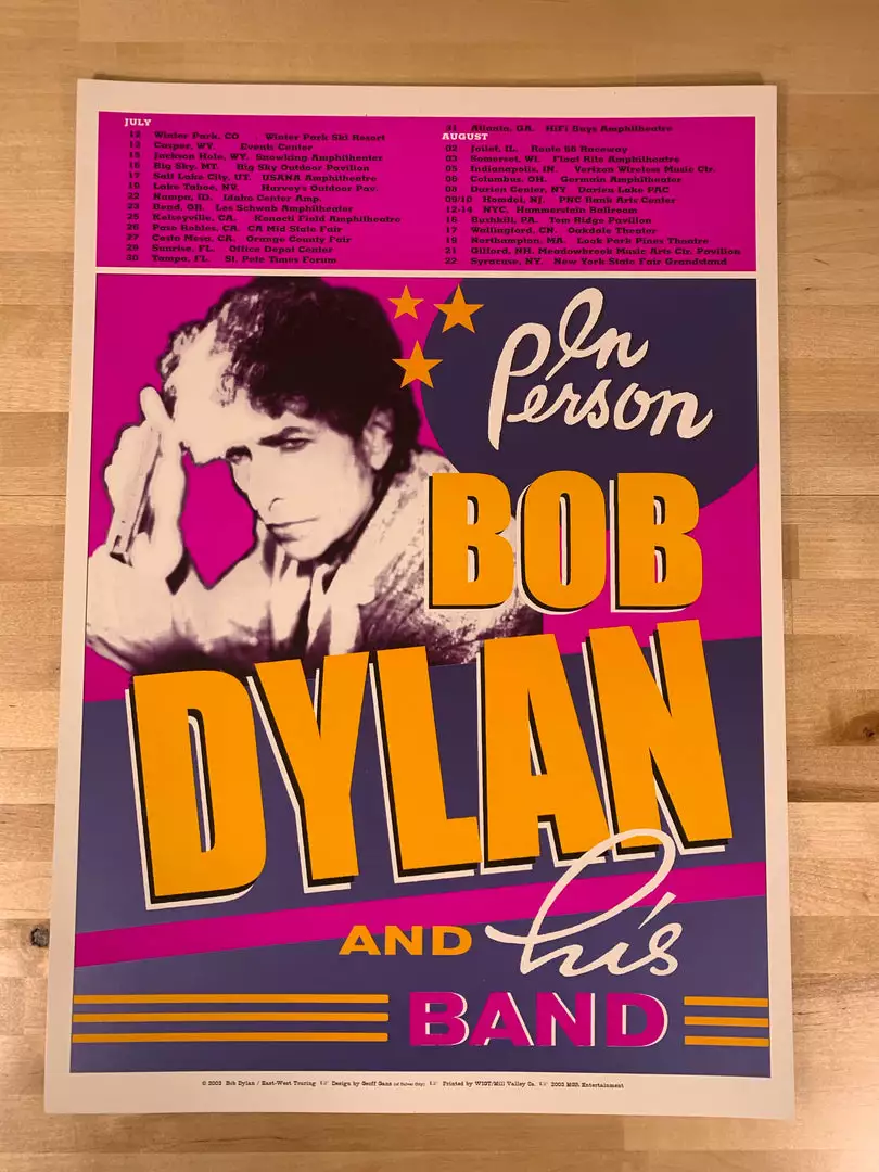 Bob Dylan - 2003 Geoff Gans Poster July August Tour Gig Posters 4 Bob Dylan - 2003 Geoff Gans Poster July August Tour Gig Posters