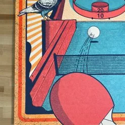 Pigeons Playing Ping Pong - 2020 Status Serigraph Poster Morris, CT Gig Posters