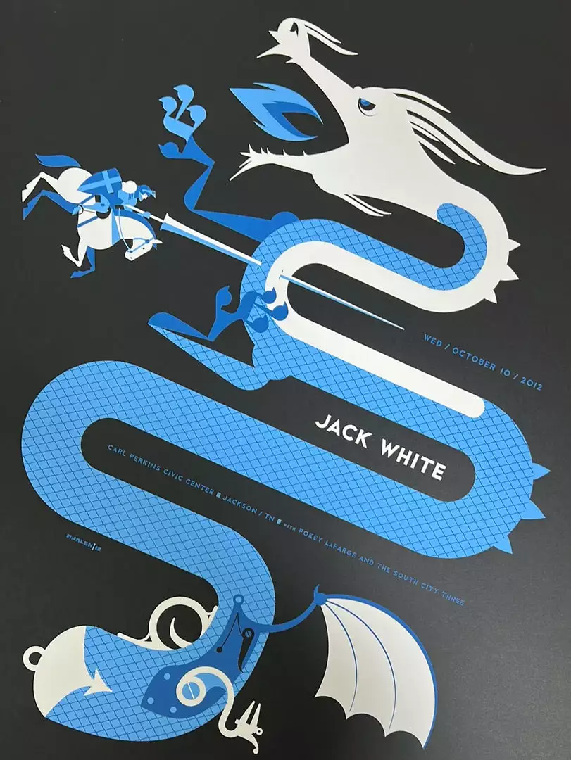 Gig Posters Jack White - 2012 Tom Whalen Poster Jackson, TN 3 Gig Posters Jack White - 2012 Tom Whalen Poster Jackson, TN