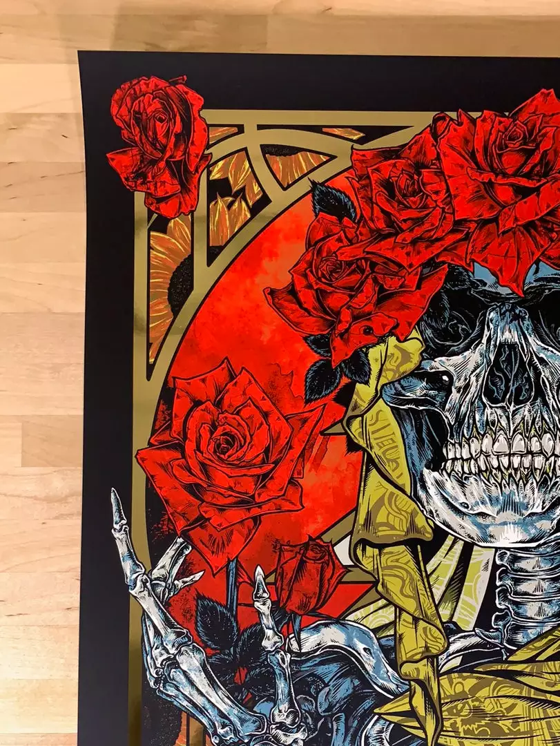 Grateful Dead - 2021 Rhys Cooper Poster Art Print Gold Foil 4 Grateful Dead - 2021 Rhys Cooper Poster Art Print Gold Foil