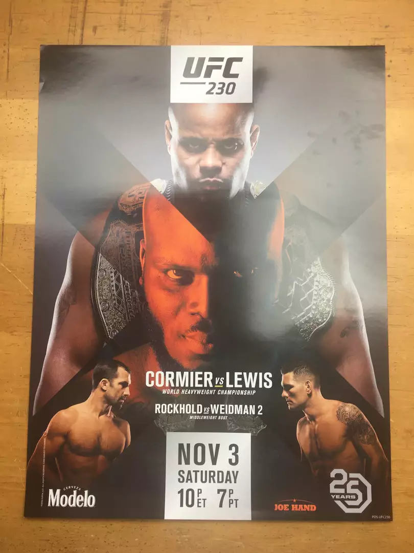 Sold Out Posters UFC 230 2018 Poster Cormier Vs Lewis & Rockhold Vs Weidman 2 4 Sold Out Posters UFC 230 2018 Poster Cormier Vs Lewis & Rockhold Vs Weidman 2