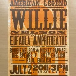 Gig Posters Willie Nelson - 2011 Hatch Show Print 7/2 Poster Eufaula, Oklahoma