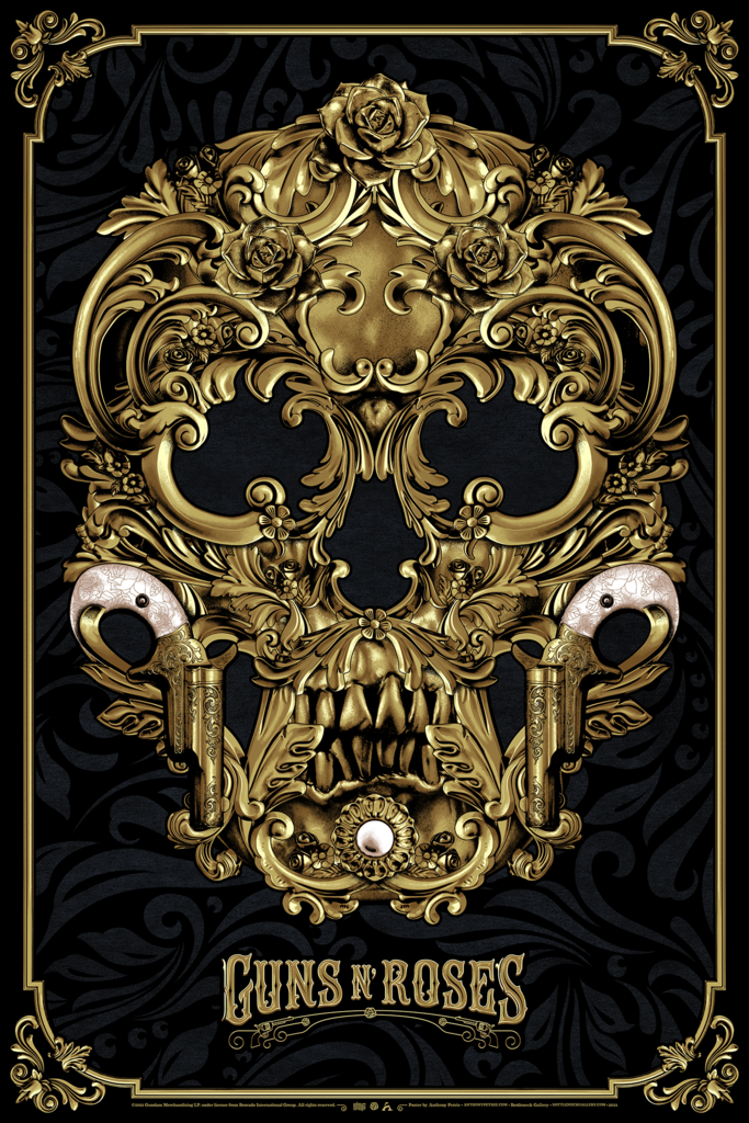 Guns N' Roses - 2021 Anthony Petrie Poster Flocked 1st Edition 3 Guns N' Roses - 2021 Anthony Petrie Poster Flocked 1st Edition