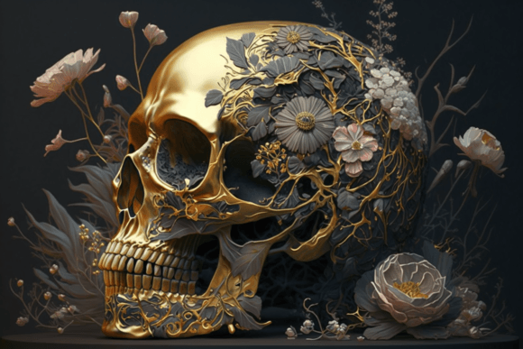 Sold Out Posters Sales -Sold Out Posters Sales Floral Golden Skull Poster Art Graphics 66014428 1 1 580x387 1